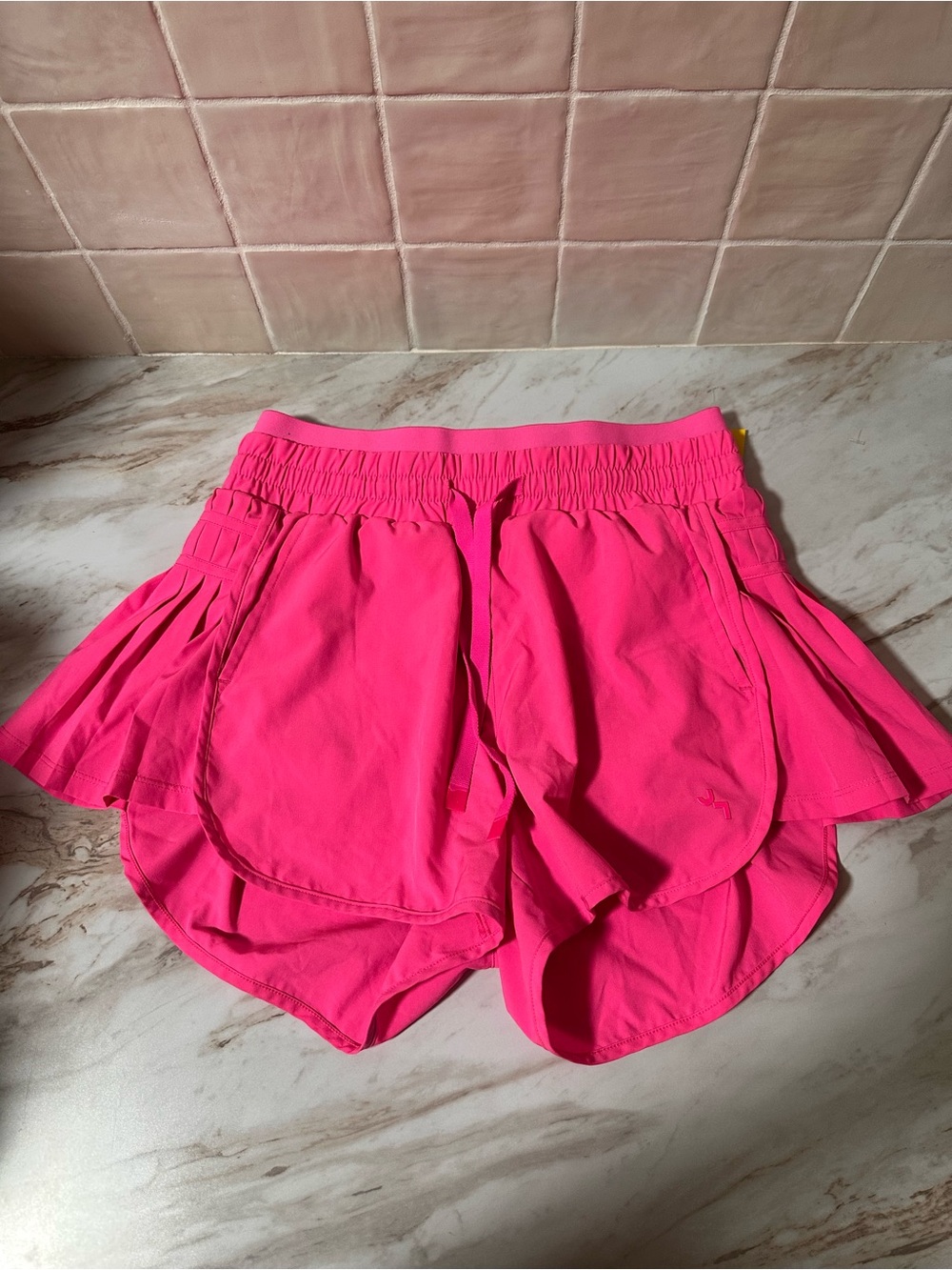 JoyLab Neon Pink Athletic Shorts with Side Pleats